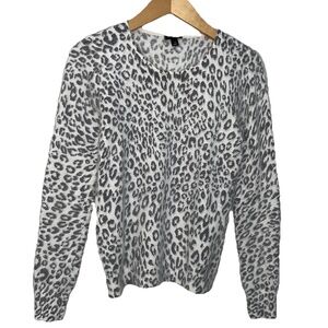 Ann Taylor Sweater Size SMALL Leopard Animal Print Rabbit Hair / Nylon
